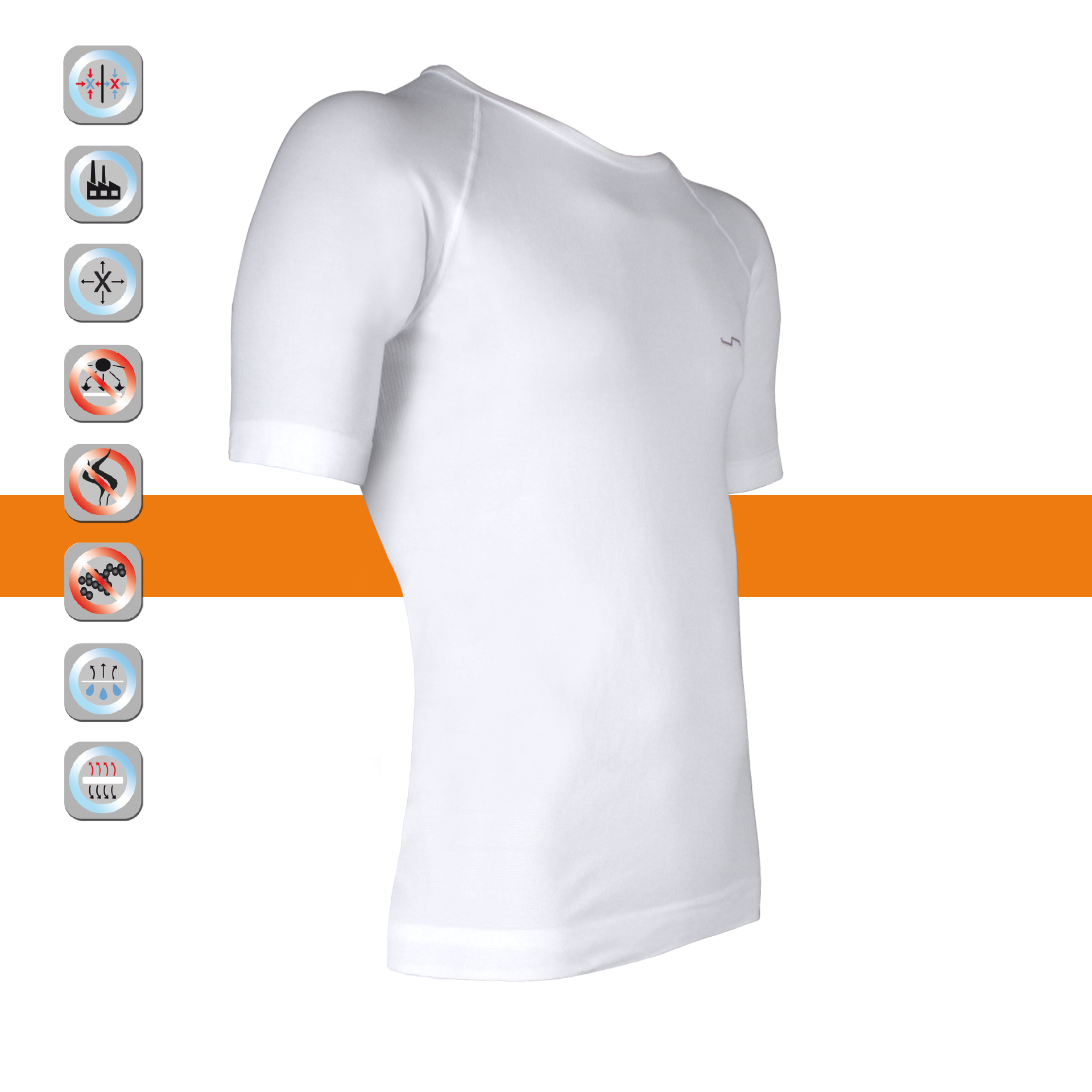 SIMLOC Orange Line Pieaugušo Antibakteriāls Termoveļas T-Krekls